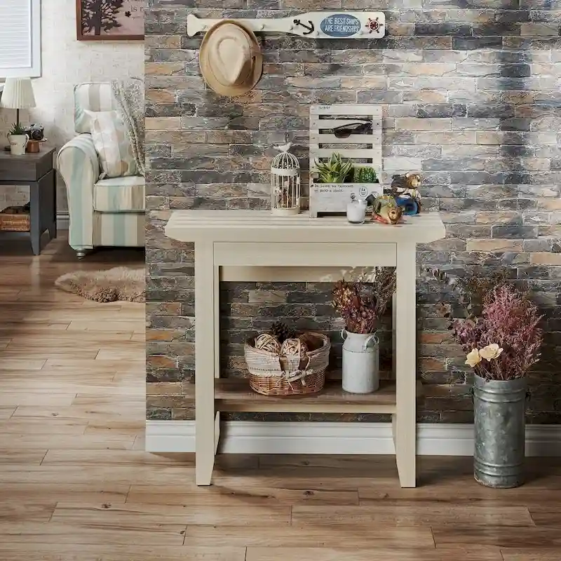 Geer Contemporary Ivory 36-inch 1-Shelf Console Table by Furniture of America