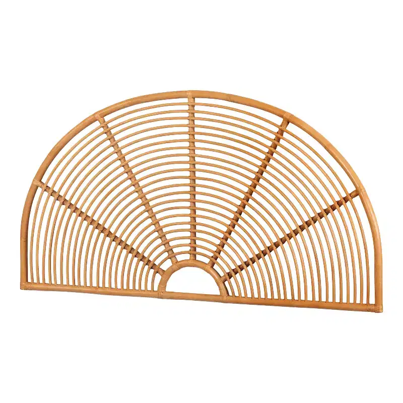 Natural Rattan Wall Mounted Headboard Bohemian Rainbow Half-Circle Handwoven Full Size