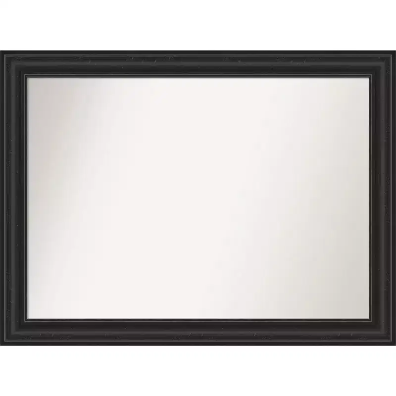 44" x 33" Non-Beveled Shipwreck Black Bathroom Wall Mirror : Modern Rectangle, Wall Mount, Includes Hardware