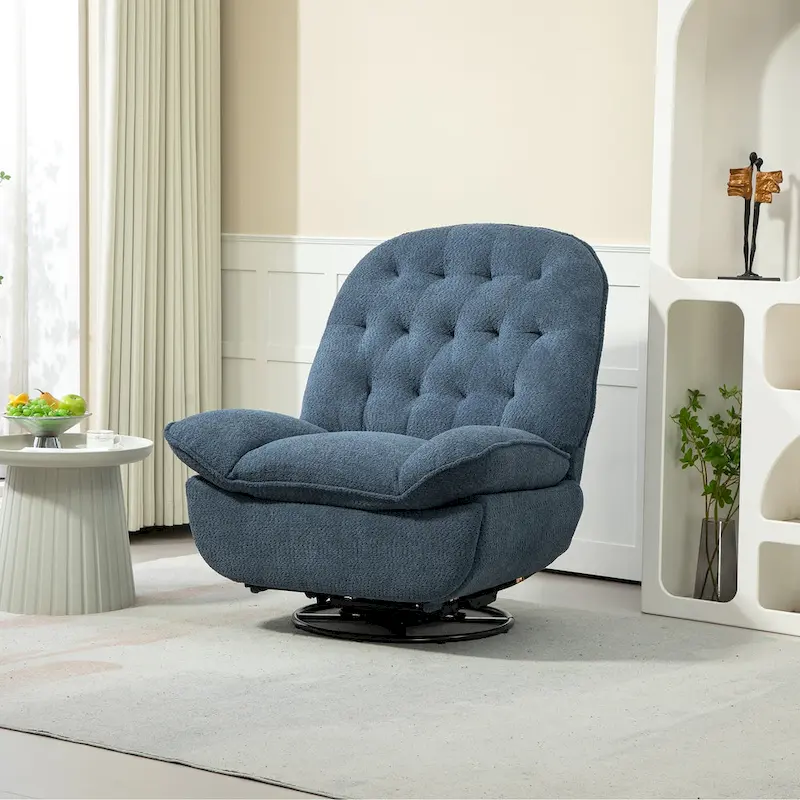 Modern Chenille 360-Degree Swivel Recliner, Set of 1