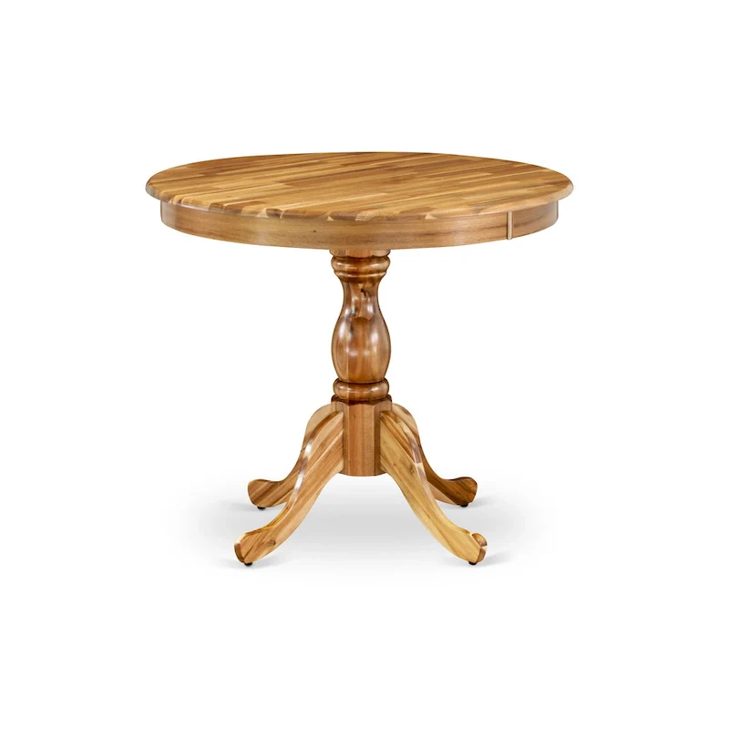 Round Wood Dining Table with Pedestal Base, 36x36 Inch (Multiple Finish Options)