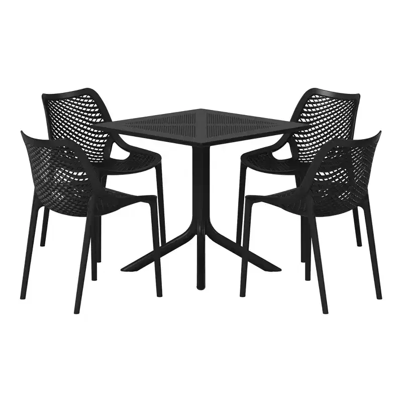 WestinTrends Playa 5-Piece Modern Square Patio Dining Table Set with Stackable Patio Dining Chairs