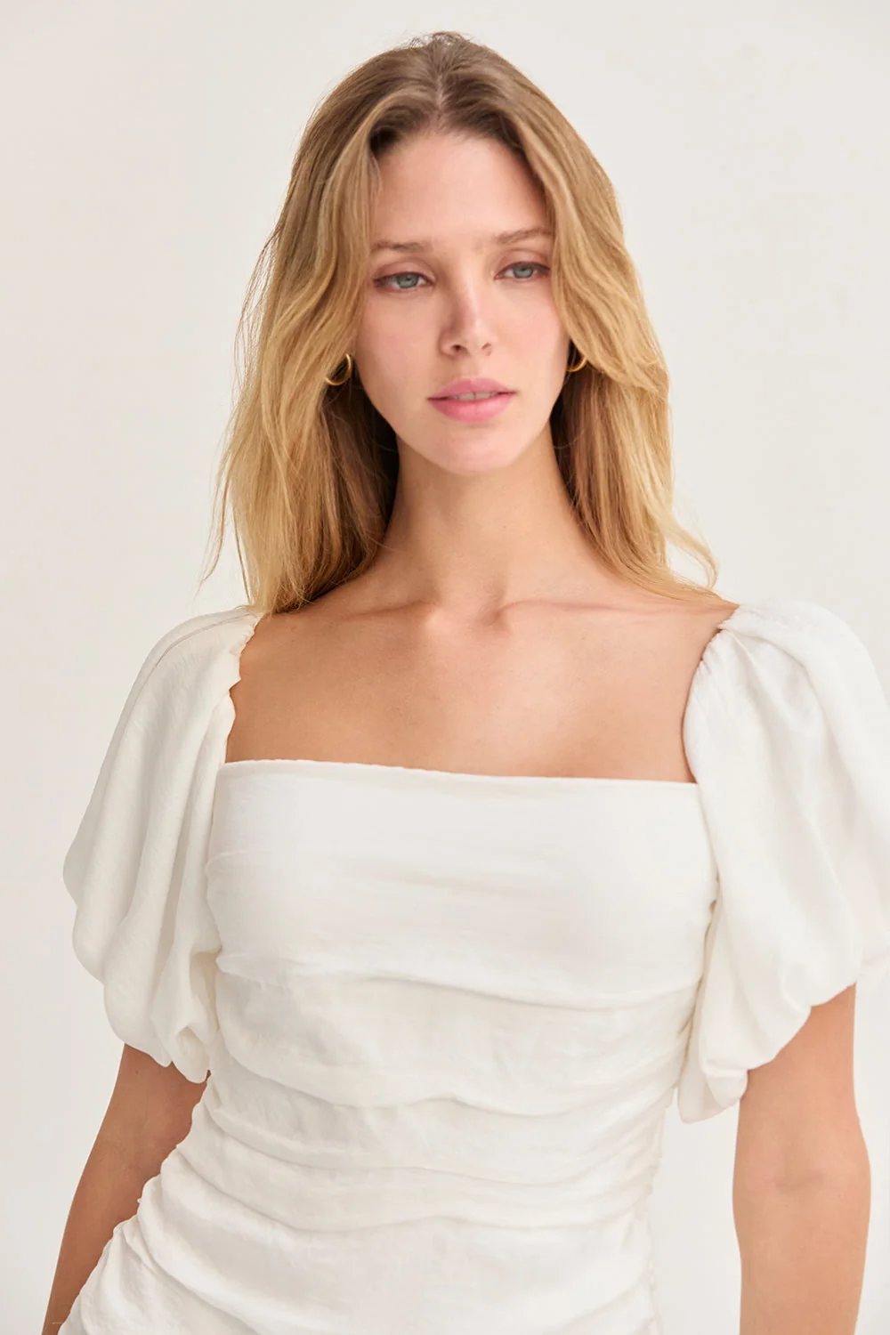 Puff Sleeves Ruched Mini Dress