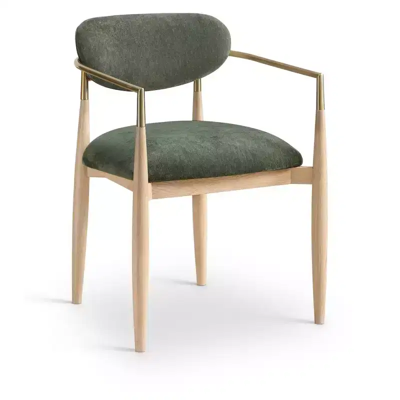 Meridian Furniture Riccio Olive Performance Fabric Upholstered Dining Arm Chair, Set of 2