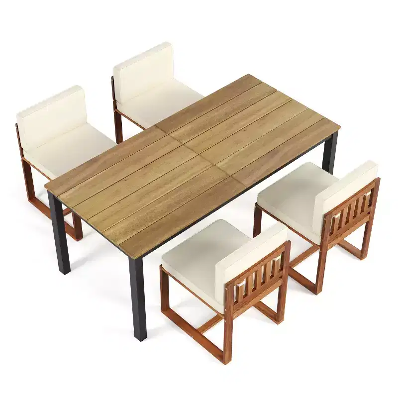 Christopher Knight Home Andrea 5 Pieces Outdoor Metal and Acacia Wood Dining Set