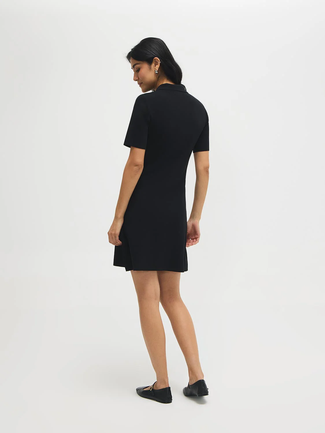 Zip-Front Mini Sweater Dress
