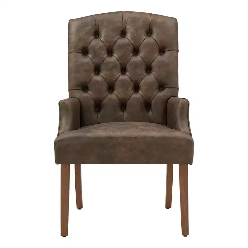 Raghnaid Light Distressed Natural Finish Tufted Dining Chair - iNSPIREQ