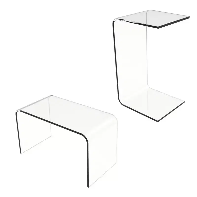 Lavish Home Acrylic Side Table, Multipurpose C-Shaped End Table, Laptop Lap Desk, Modern Furniture for Living Room, Bedroom, and Office