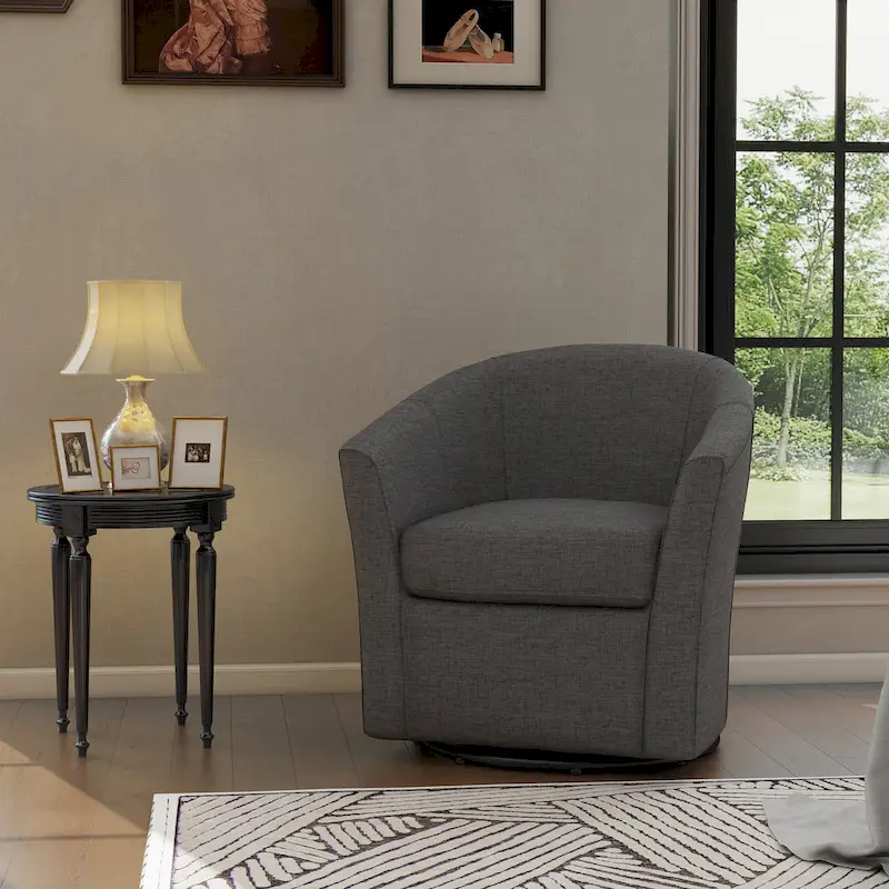 Modern Upholstered Swivel Barrel Chair Living Room Accent Chair