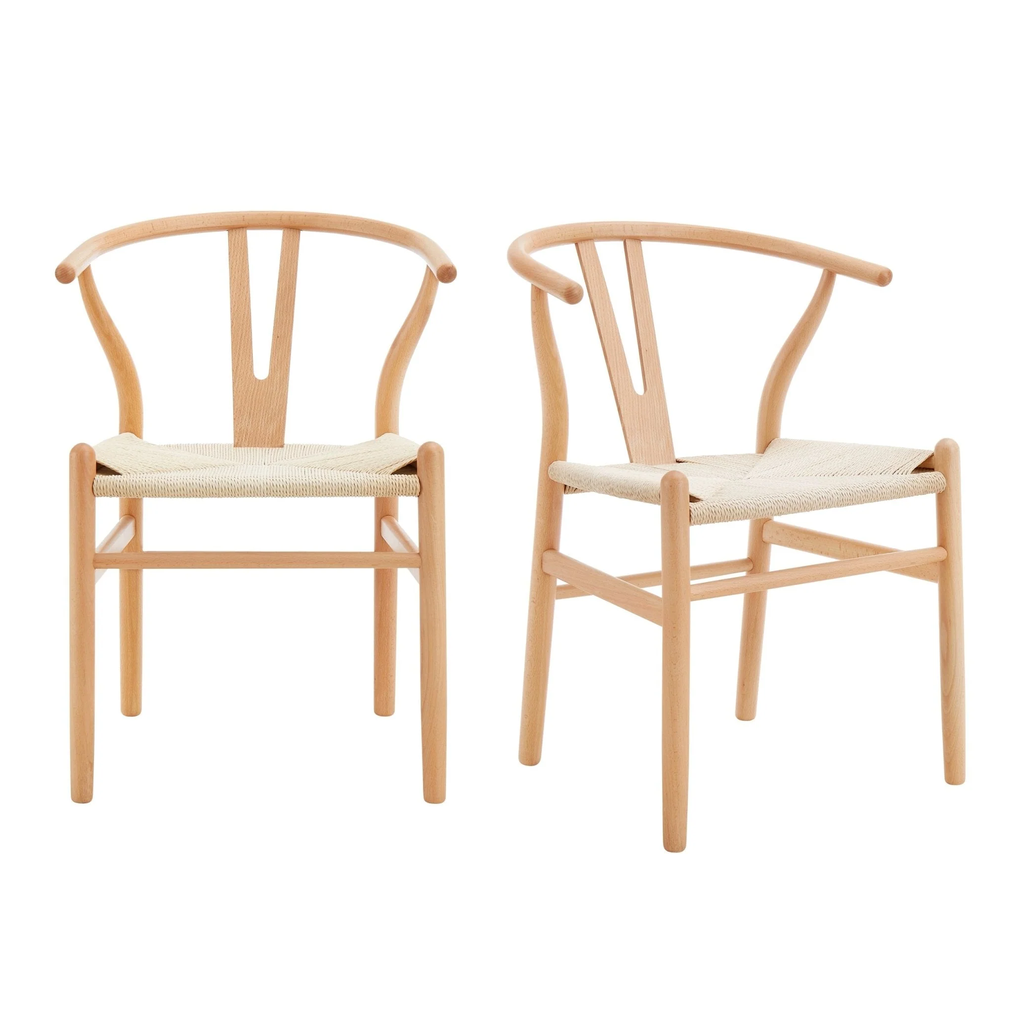 Scandi Natural Wood Dining Chair with Rope Seat for Dining Room