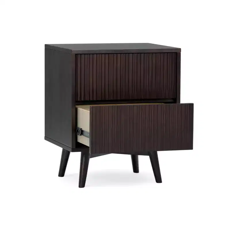 Teamson Home Tremolo Modern Boho 2-Drawer Nightstand with Solid Wood & Contemporary Fluted Fronts