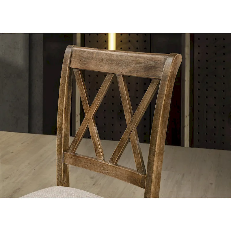 Roundhill Furniture Windvale Upholstered Cross-back Dining Chair, Set of 2