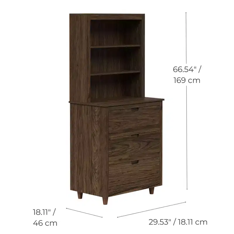 Teamson Home Ellery Freestanding Hutch Cabinet with Open Shelves Walnut