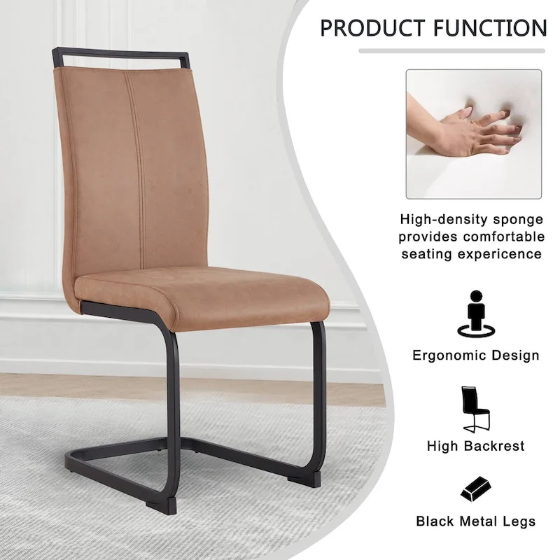 Dining Chair with C-shaped Chrome Metal Legs(Set of 4)