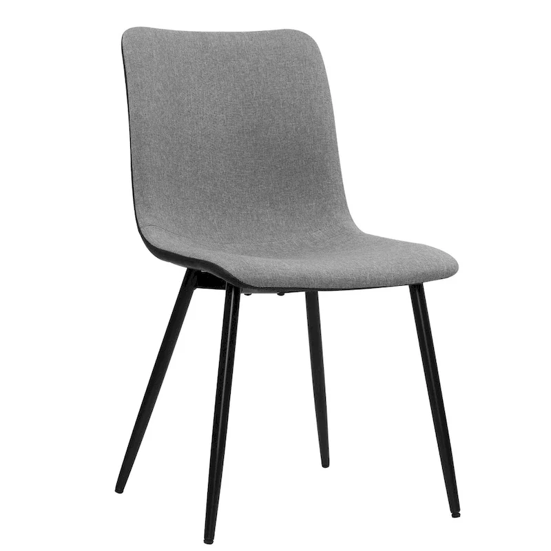 Mid-Century Modern Fabric Dining Chair with Metal Legs, Set of 4 - Gray