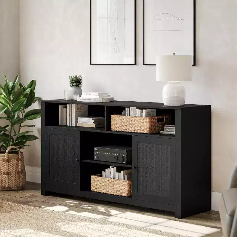 Flash Furniture Malaki Mid-Century Modern Buffet Sideboard with 2 Soft Close Doors and Adjustable Center Shelf, TV Stand for up to 65 TV's