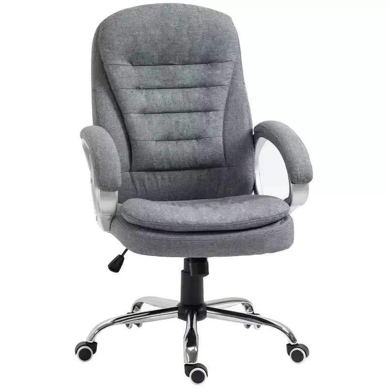 Vinsetto High Back Home Office Chair Executive Computer Chair with Adjustable Height, Upholstered Thick Padding Headrest and Armrest - Gray