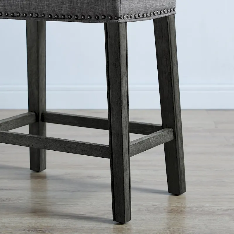 Set of 2 Upholstered Counter Height Backless Saddle Seat Stools