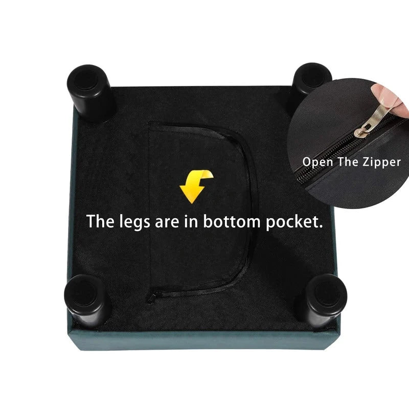 Small Square Footstool Ottoman Modern Fabric Footrest Stool