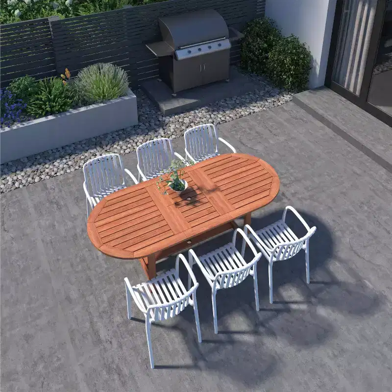 Amazonia Beijo 7pc Oval Outdoor Patio Dining Set White