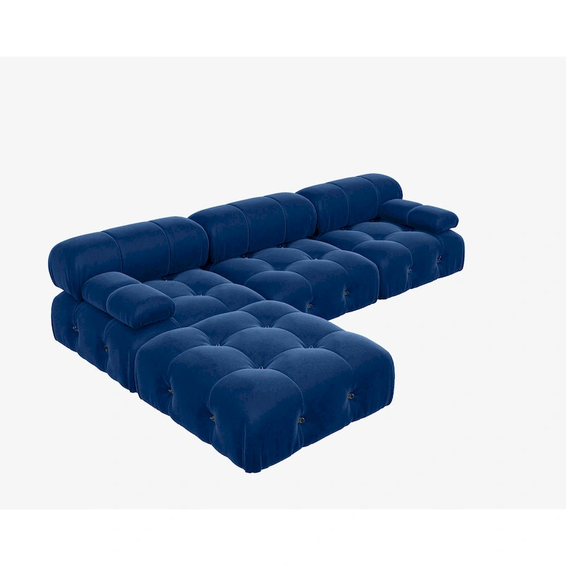 Modern Velvet Upholstered Large Modular Sectional Sofa