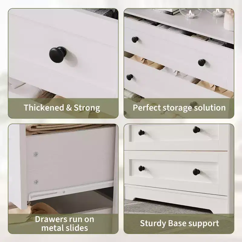 Wood 4-Drawer Dresser with LED Lights & Charging Station