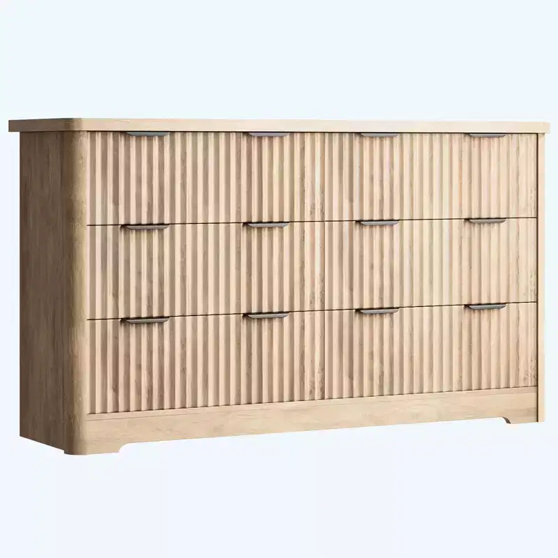 COZONY Fluted 6 Drawer Dresser, Modern Storage Cabinet Wide Top TV Stand for Bedroom Living Room