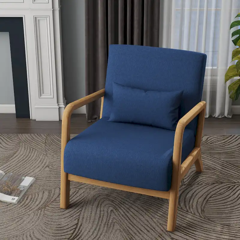 Mid Century Modern Upholstered Accent Chair with Pillow