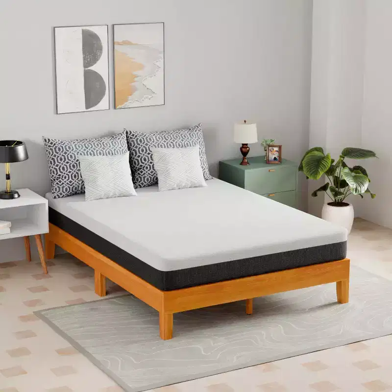 FDW Wood Bed Frame Versatile Solid Wood Mattress Foundation with 14 Wood Slats No Box Spring Needed