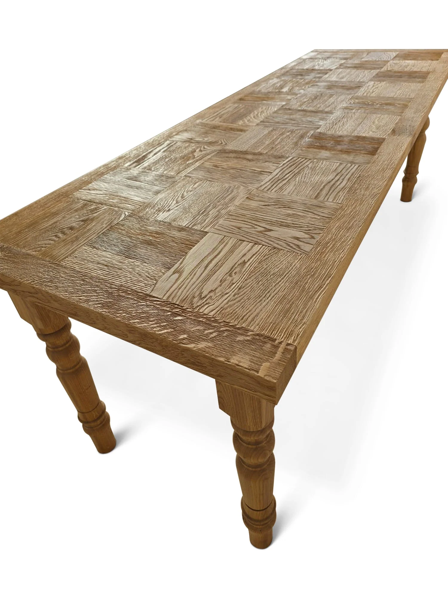 Dining Table - Grand country English dining table with parquet chequered oak blends the serene charm of rural life - with urban
