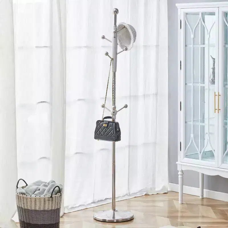Okak Modern Stainless Steel Coat Rack, Hall Tree with Detachable Bracket, Freestanding Coat Tree for Living Room, Entryway, Bedroom, Silver