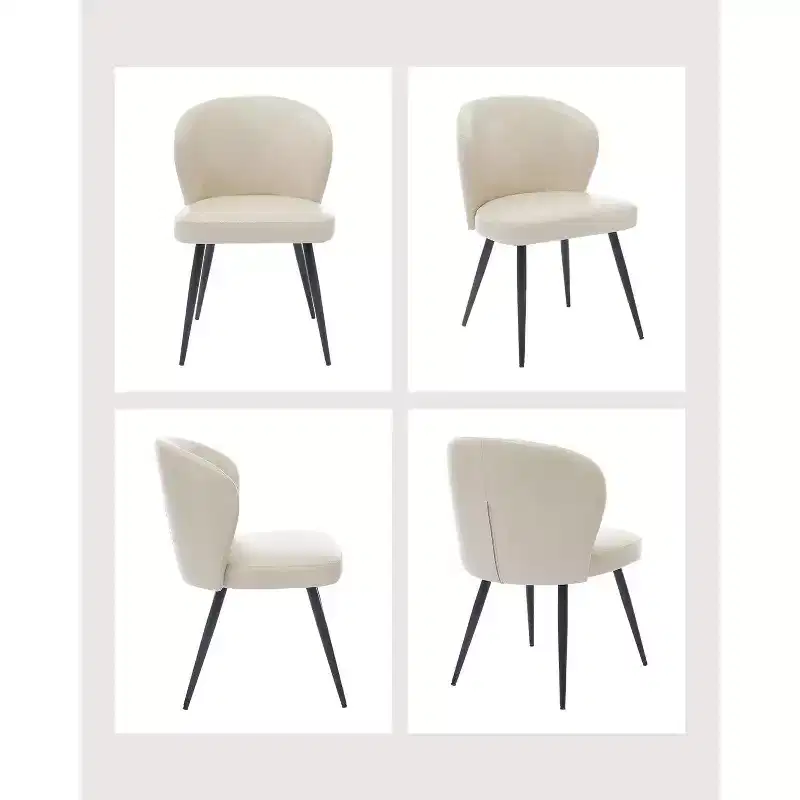 Modern Leather Dining Chairs Set of 2 Kitchen Dining Room Chairs with Padded Back and Seat, Armless Faux Leather Upholstered Accent Side Chair