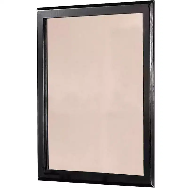 36 Inches Rectangular Wood Encased Mirror, Black - Transitional Style
