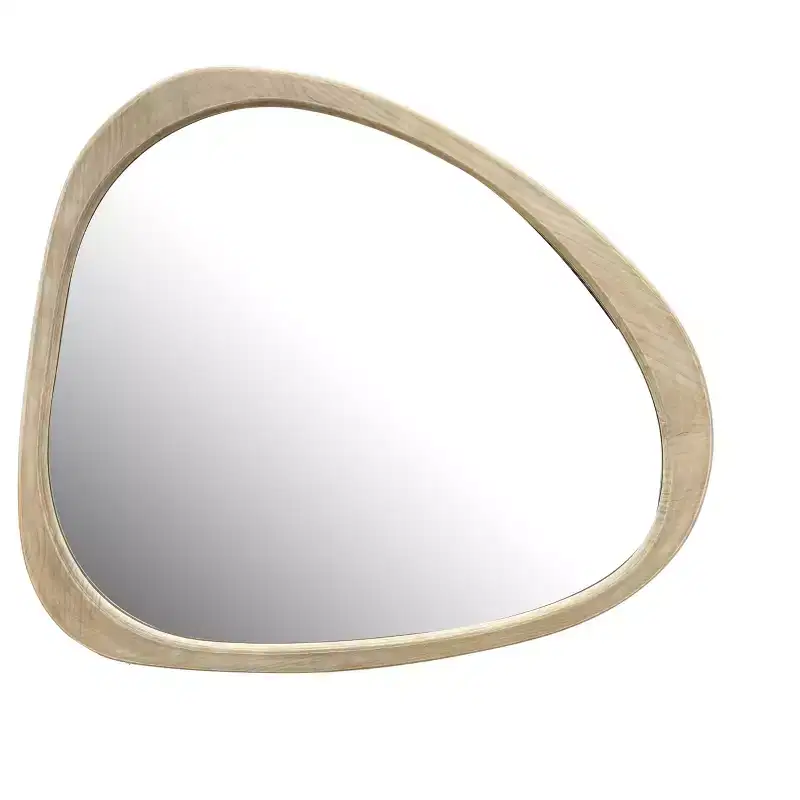 Solid Wood Mirror 45 Inch Asymmetrical Wall Mirror Wooden Framed Mirror Large Size Dressing Mirror