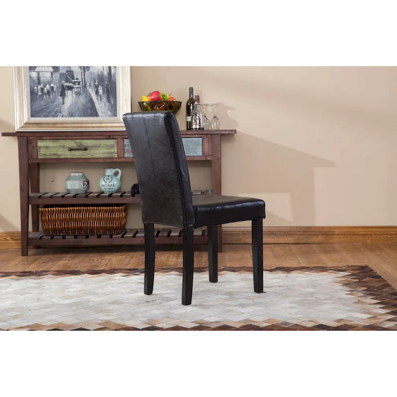 Roundhill Furniture Urban-Style Solid Wood Leatherette Small Padded Parson Chairs (Set of 2)