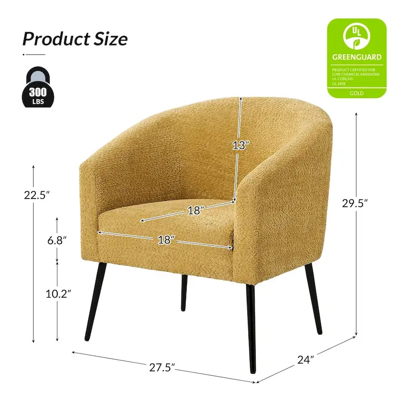 Hal Modern Boucle Armchair with Metal Legs by HULALA HOME