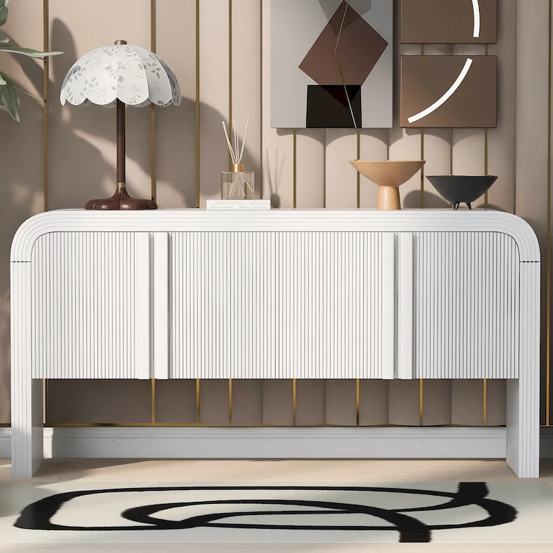 63 Striped Sideboard Buffet Cabinet with Adjustable Shelves