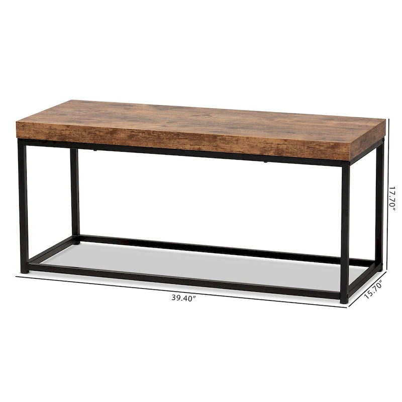 Bardot Modern Industrial Wood and Metal Accent Bench-Walnut Brown