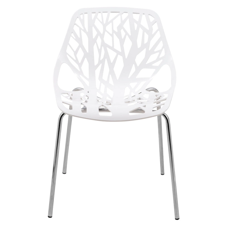 Asbury Stackable Dining Chair with Chrome Legs (Set of 2) Modern Cut-Out Design Backrest Side Chair