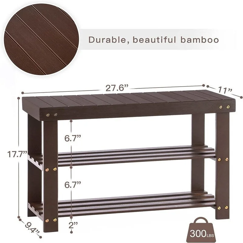 3-Tier Shoe Rack Bench - 11D x 27.6W x 17.7H