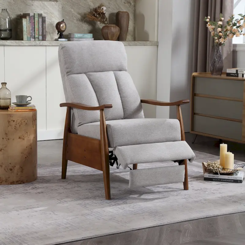 Adjustable Recliner Lounge Armchair with Footrest – Linen, Leather or Microsuede