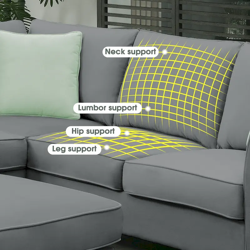 Modern Sectional Sofa with Ottoman, Modular, Spacious