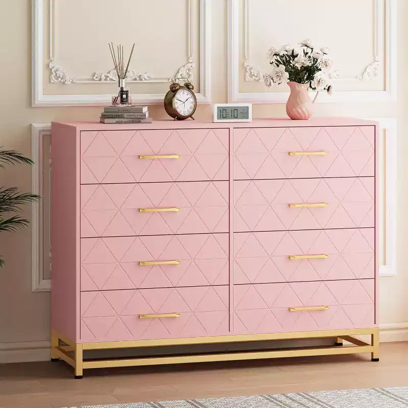 8-Drawer Modern Tall Wooden Dresser with Soft-Close Glides and Anti-Tip Kit