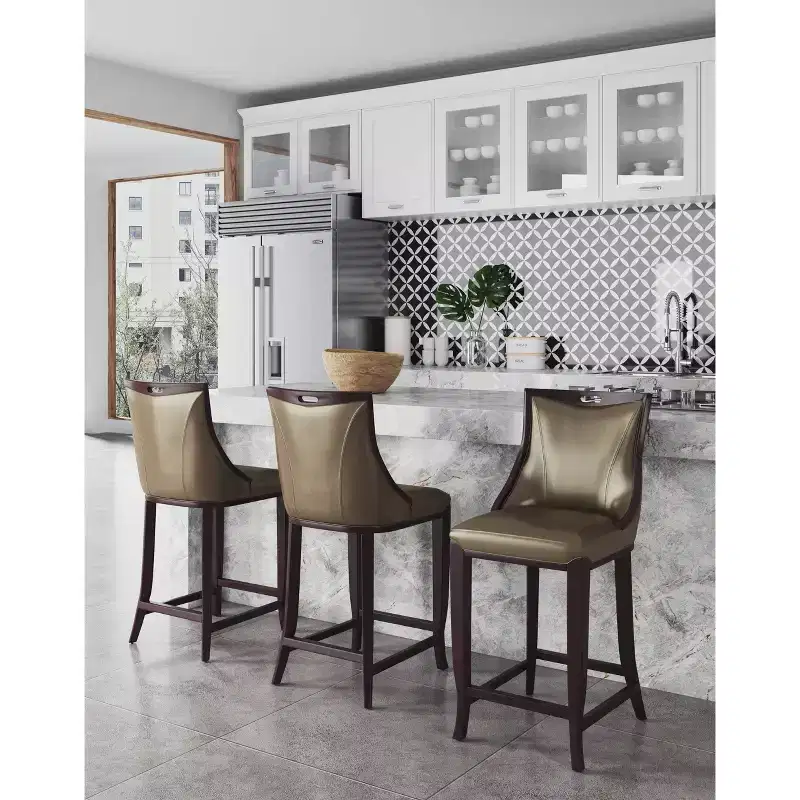 Emperor Upholstered Beech Wood Barstool - Manhattan Comfort