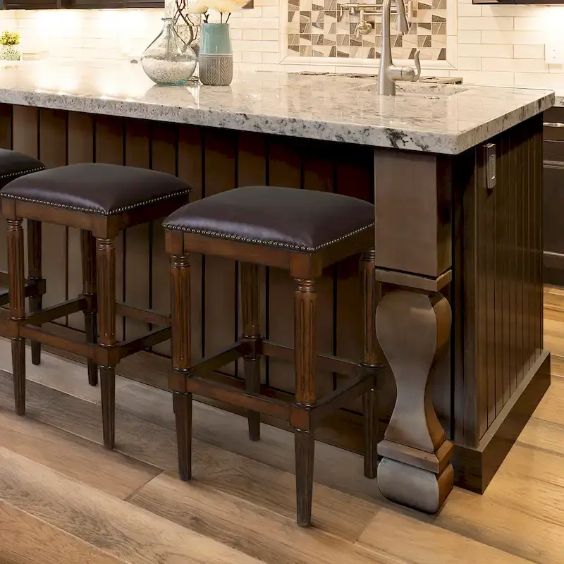 Solid Wood Square Upholstered Seat Bar Stool
