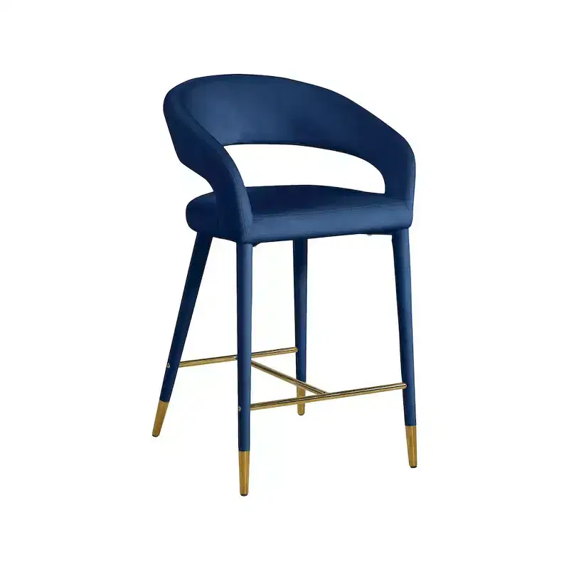 Meridian Furniture,Destiny Navy Velvet Stool