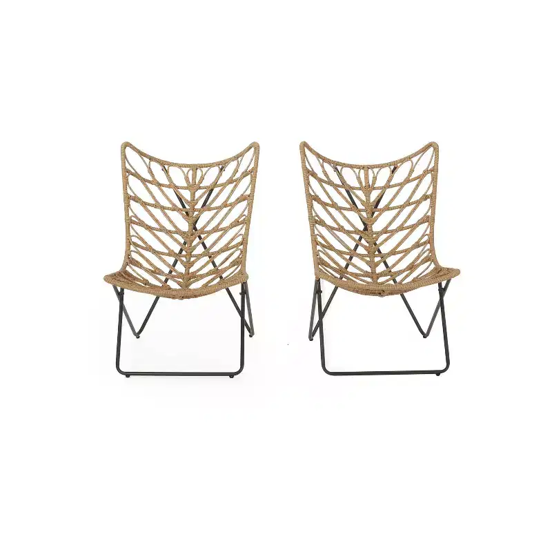 Christopher Knight Home 2pc Byson Wicker Outdoor Patio Accent Chairs Light Brown/Black