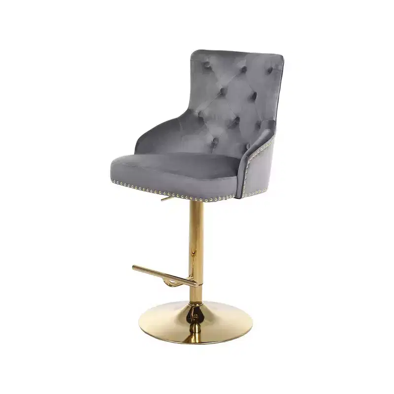 Meridian Furniture,Claude Grey Velvet Adjustable Stool