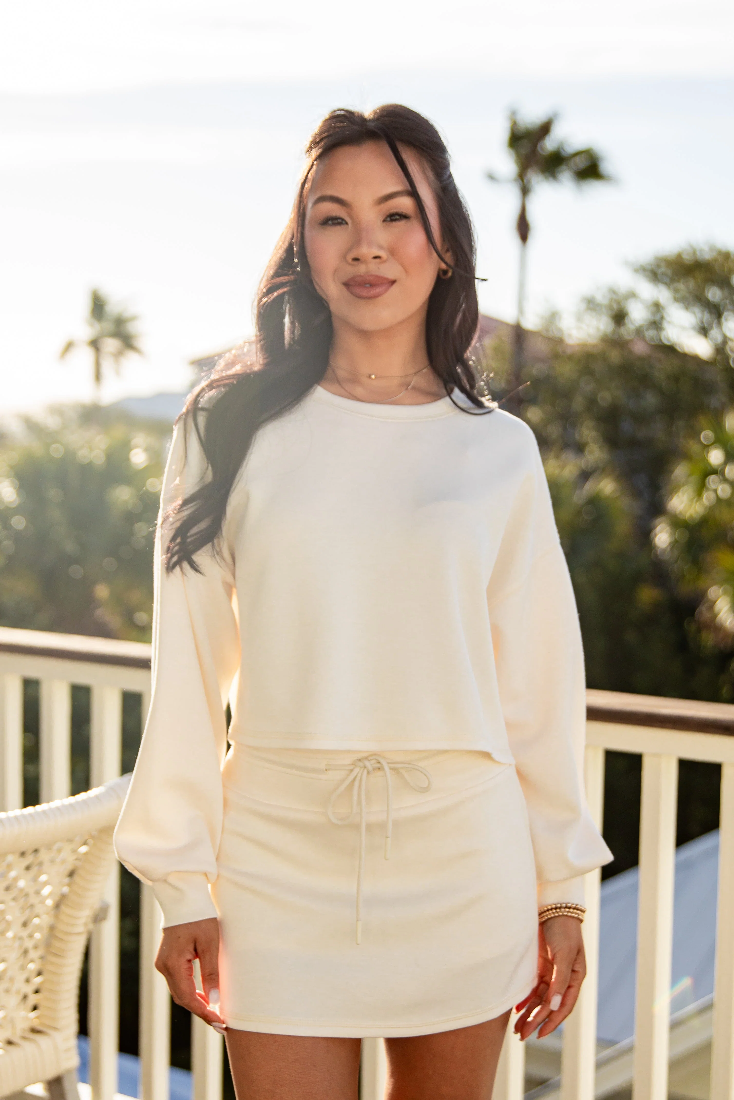 Relaxed Crop Long Sleeve Knit Pullover Top