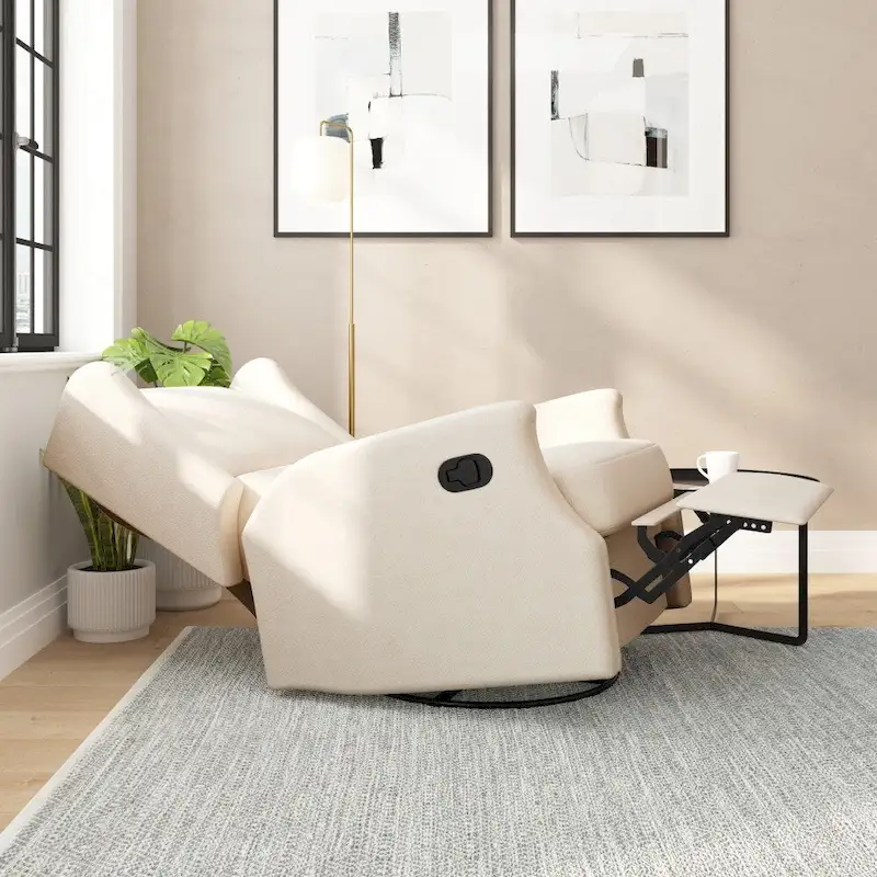 Wingback Upholstered Manual Recline Rocking Swivel Glider Chair